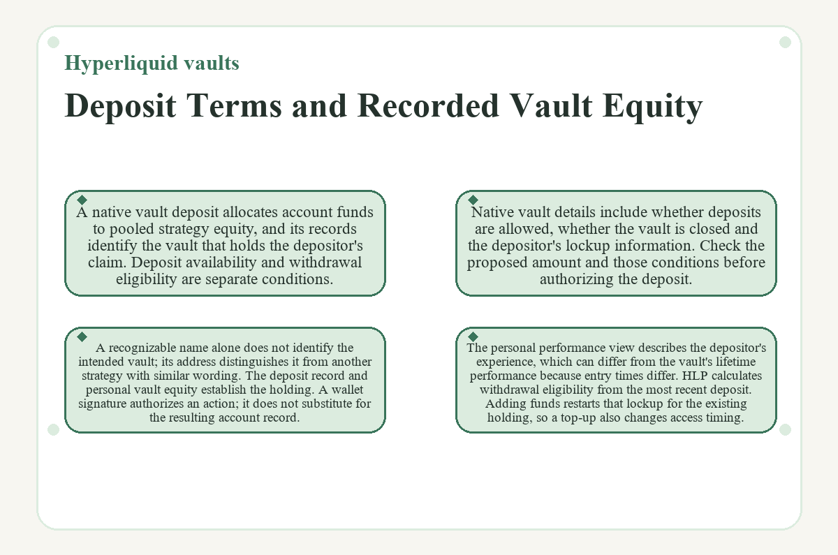 Hyperliquid vaults - Deposit Terms and Recorded Vault Equity - illustration